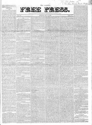cover page of London Free Press published on May 13, 1827